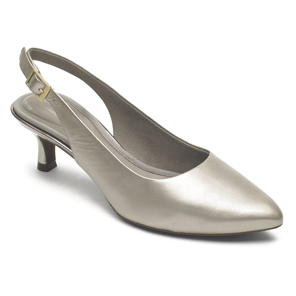 Rockport Pumps Dam Silver - Total Motion Kaiya Slingback - OGARM4260